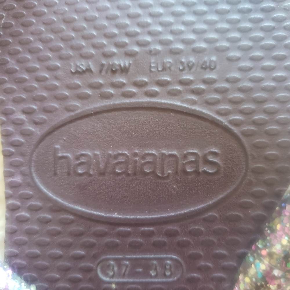 Purple Sparkly Havaianas Flip Flops 7/8 - Picture 4 of 5
